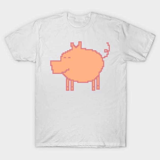 Pixelart Pig Peach Fuzz Pantone Color of the Year 2024 T-Shirt by ellenhenryart